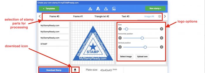 triangular custom stamp