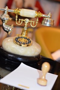 stamp with vintage phone